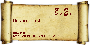 Braun Ernő névjegykártya